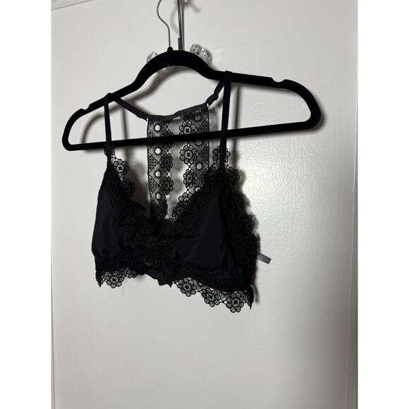 Aerie Black Lace Racerback Boho Lightly Lined Festival Fairy Bralette Women's LG - Picture 4 of 8